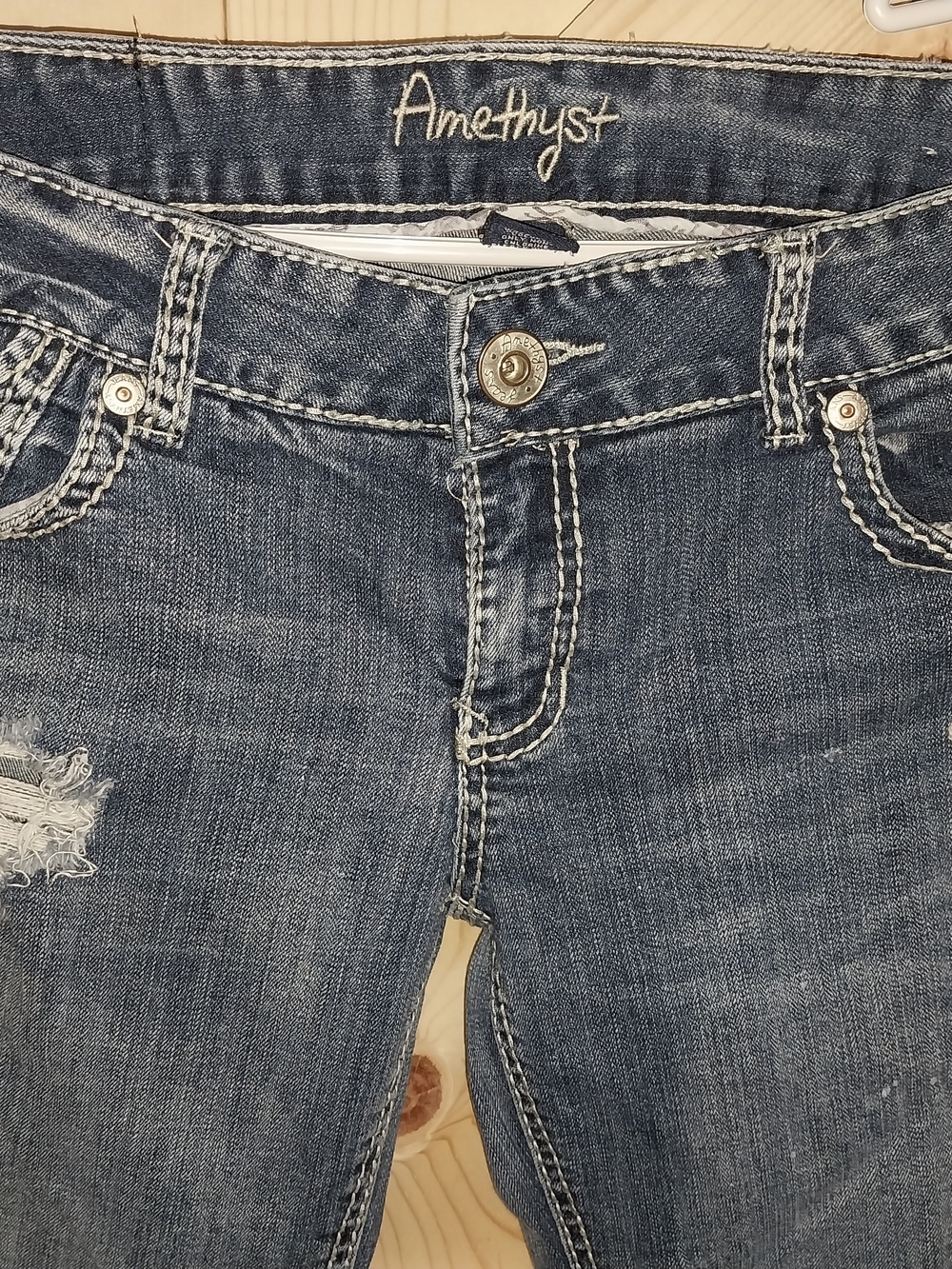 Amethyst Jeans Mid-Blue Distressed Boot Cut Jeans - Picture 7 of 8